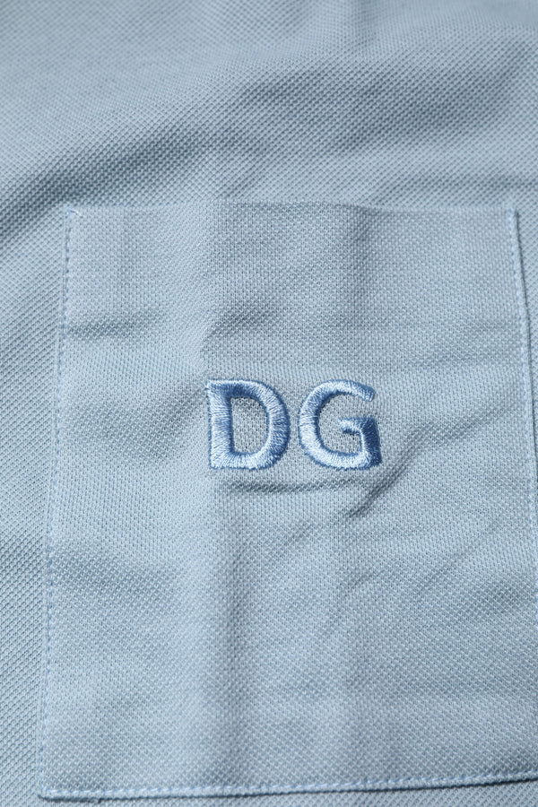 Dolce & Gabbana Blue Cotton Button Down Casual Men Polo Shirt
