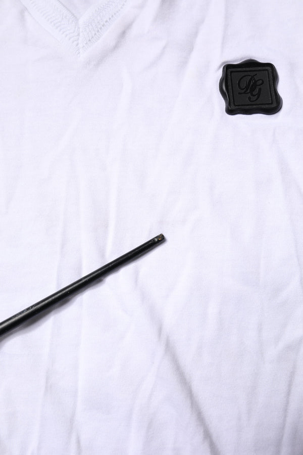 Dolce & Gabbana White Cotton Logo Patch V-neck Tee T-shirt