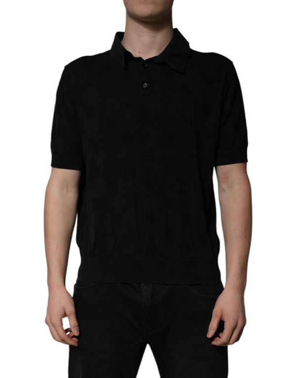Dolce & Gabbana Black Silk Collared Polo T-shirt