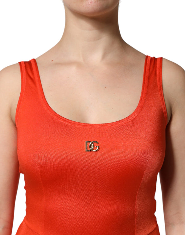 Dolce & Gabbana Orange Sleeveless Bodycon Jumpsuit Dress