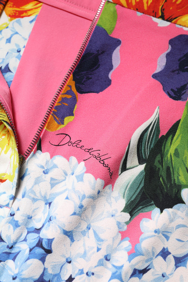 Dolce & Gabbana Multicolor Floral Print High Waist Midi Skirt