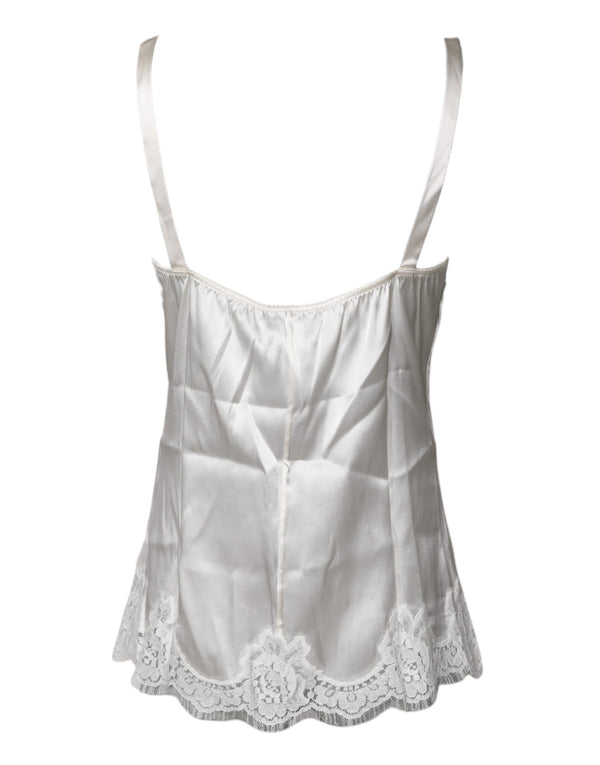 Dolce & Gabbana Top White Satin Lace Tank Lingerie Underwear