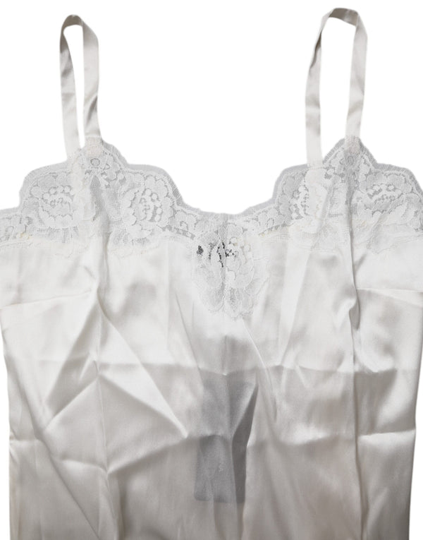 Dolce & Gabbana Top White Satin Lace Tank Lingerie Underwear