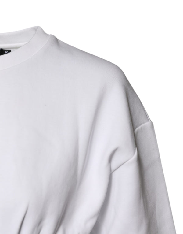 Dolce & Gabbana White Cotton Blend 3/4 Sleeves Blouse Top