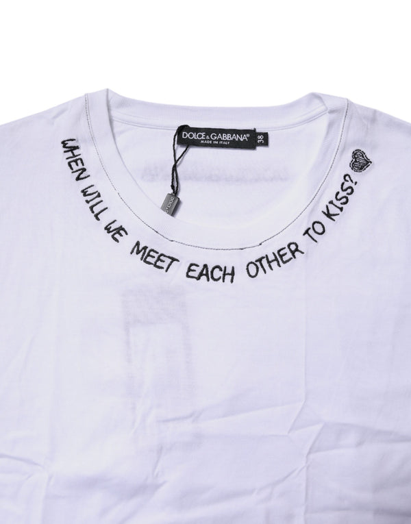 Dolce & Gabbana White Cotton Sleeveless Printed Tank T-shirt