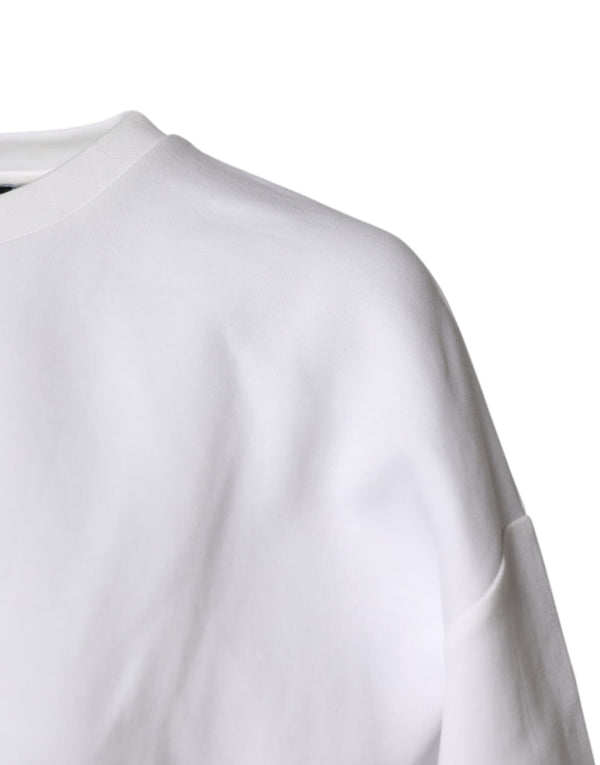 Dolce & Gabbana White Cotton Blend 3/4 Sleeves Blouse Top