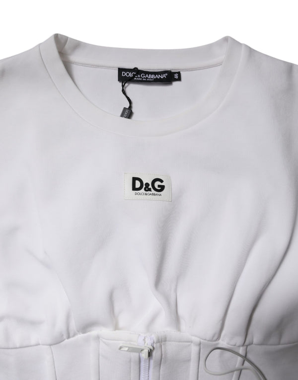 Dolce & Gabbana White Cotton Blend 3/4 Sleeves Blouse Top