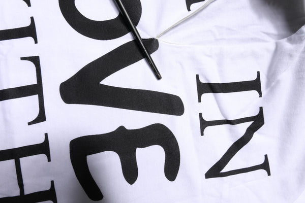 Dolce & Gabbana White Cotton Silk Blend Ascot Collar T-shirt