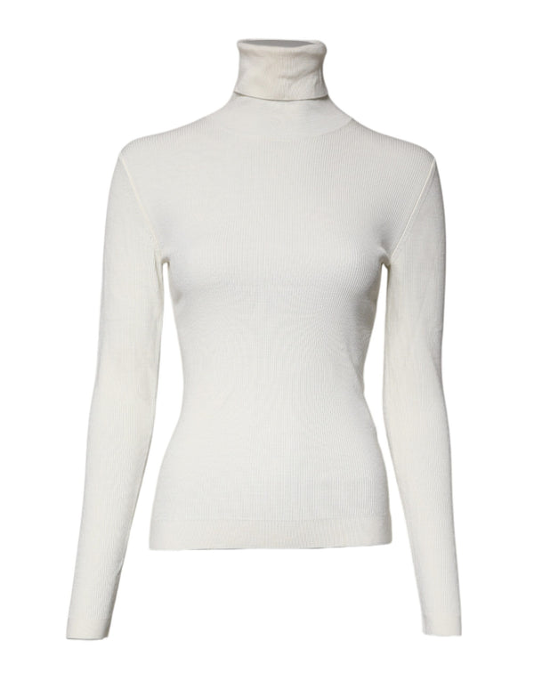 Dolce & Gabbana Cream Long Sleeves Turtleneck Slim Sweater