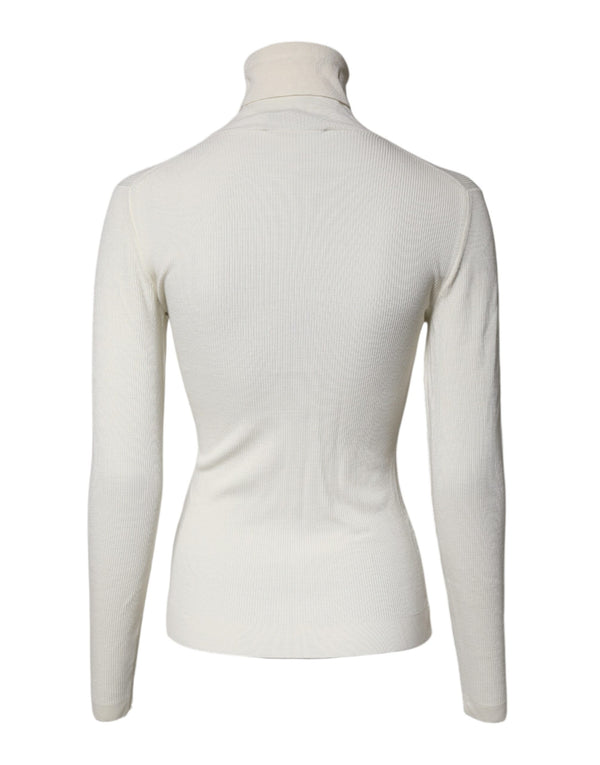 Dolce & Gabbana Cream Long Sleeves Turtleneck Slim Sweater