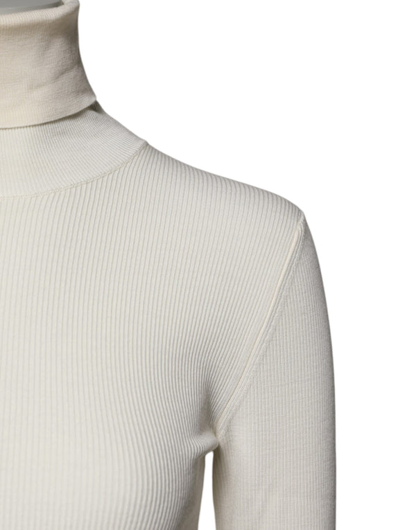 Dolce & Gabbana Cream Long Sleeves Turtleneck Slim Sweater