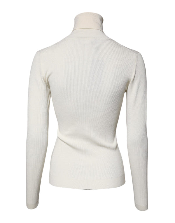 Dolce & Gabbana Cream Long Sleeves Turtleneck Slim Sweater