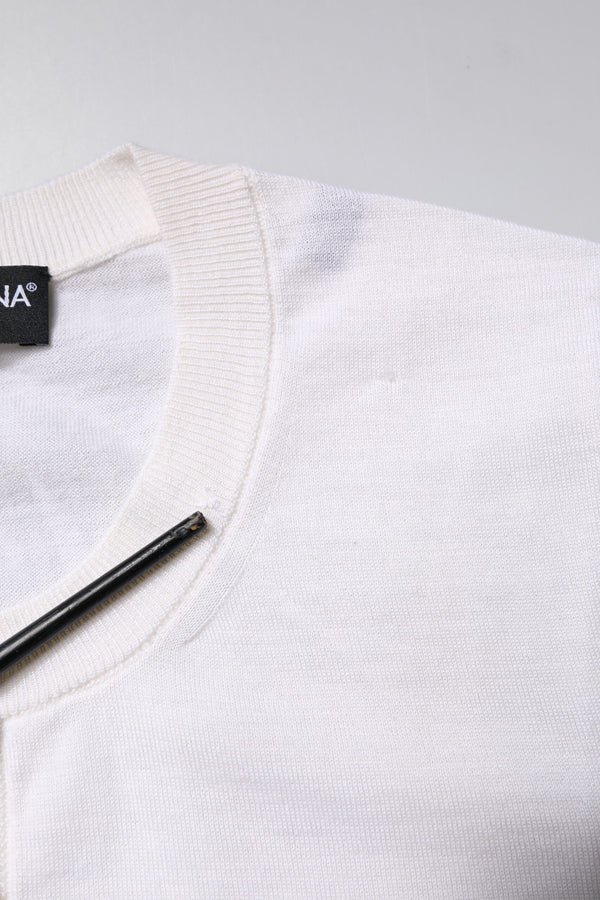 Dolce & Gabbana Cream Cashmere Knit Cropped Cardigan Sweater