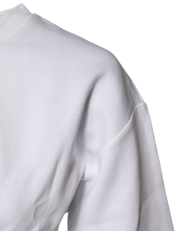 Dolce & Gabbana White Cotton Blend 3/4 Sleeves Blouse Top