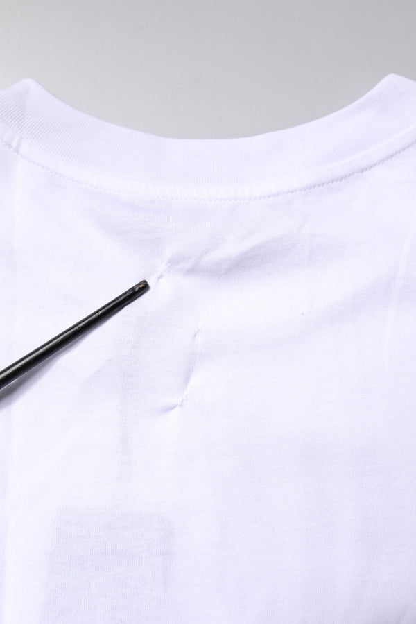 Dolce & Gabbana White Printed Round Neck Top Cotton T-shirt