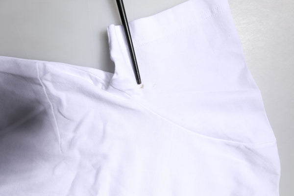 Dolce & Gabbana White Printed Round Neck Top Cotton T-shirt