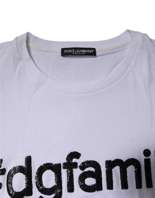 Dolce & Gabbana White #DGFAMILY Embroidery Cotton T-shirt