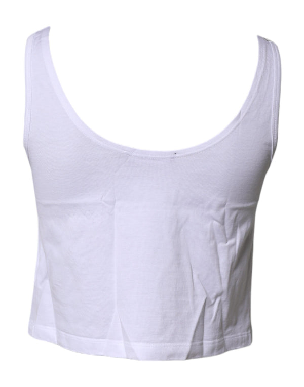 Dolce & Gabbana White Cotton Sleeveless Round Neck Tank Top