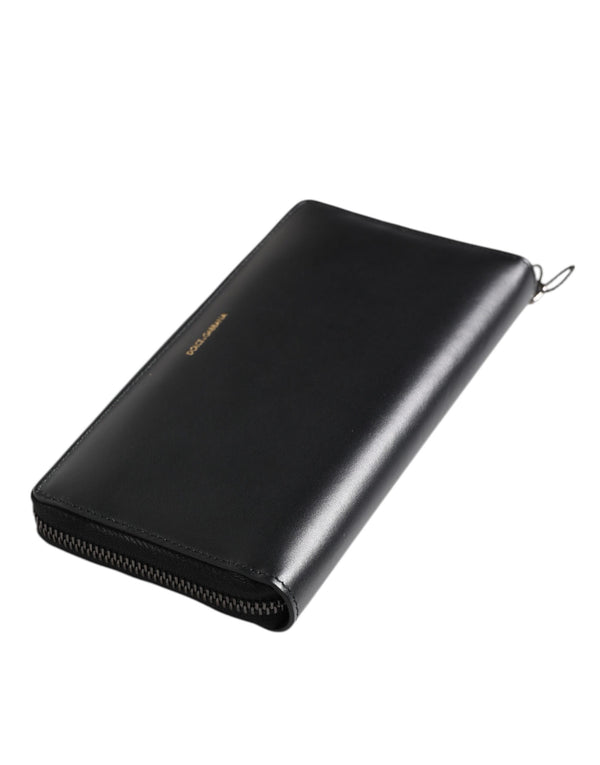 Dolce & Gabbana Black Blue Exotic Leather Embossed Continental Wallet