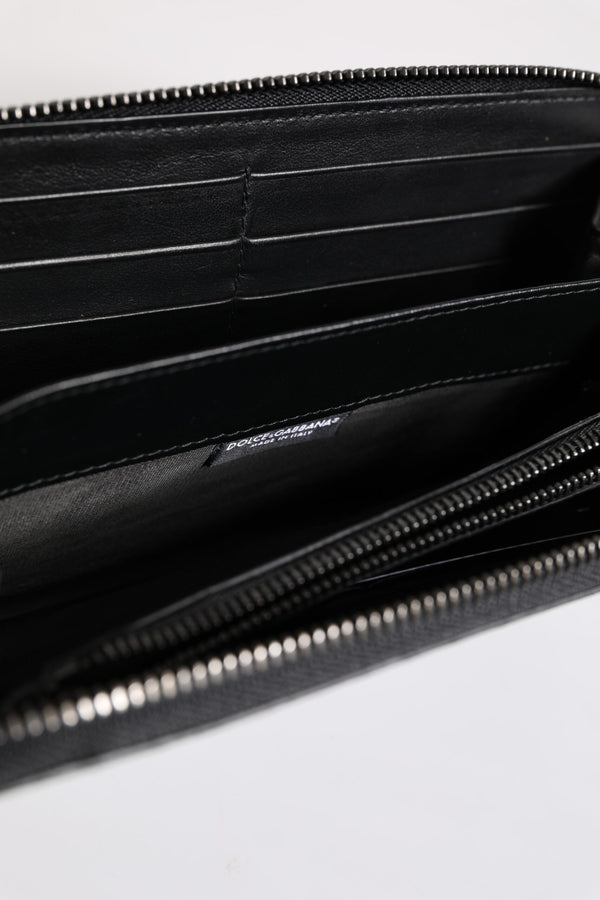 Dolce & Gabbana Black Blue Exotic Leather Embossed Continental Wallet