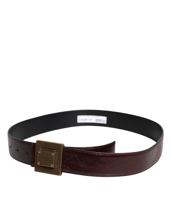 Dolce & Gabbana Brown Leather Gold Metal Buckle Classic Belt