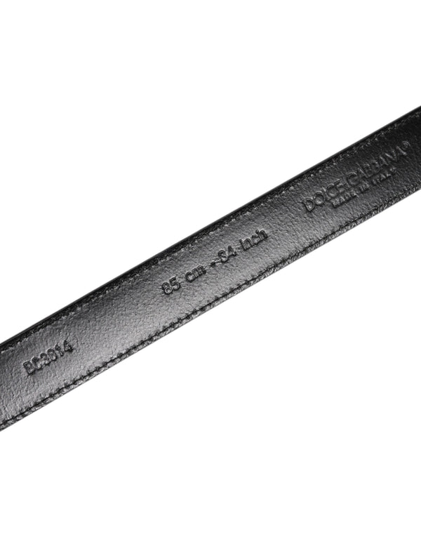 Dolce & Gabbana Gray Leather Silver Tone Metal Buckle Belt