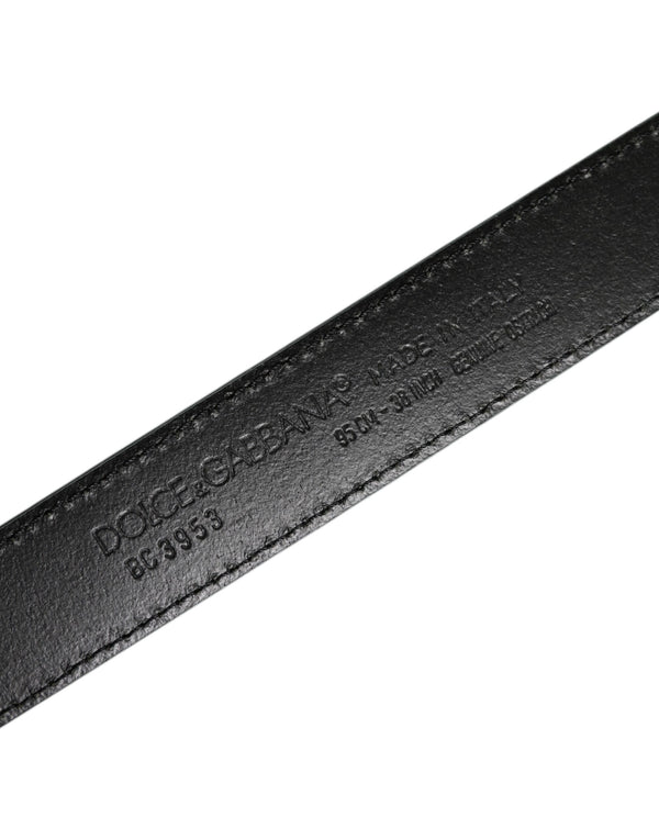 Dolce & Gabbana Green Leather Silver Tone Metal Buckle Belt