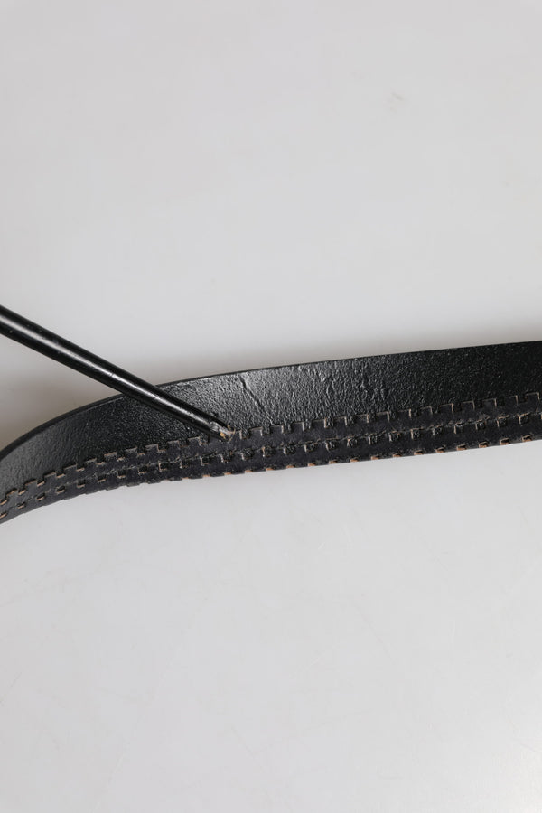 Dolce & Gabbana Black Leather Silver Tone Metal Buckle Belt