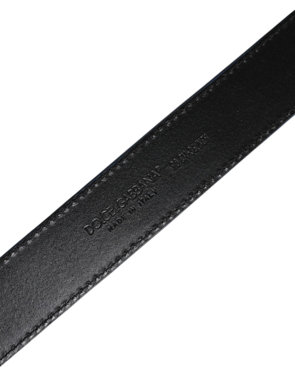 Dolce & Gabbana Blue Beige Leather Weaved Metal Buckle Belt