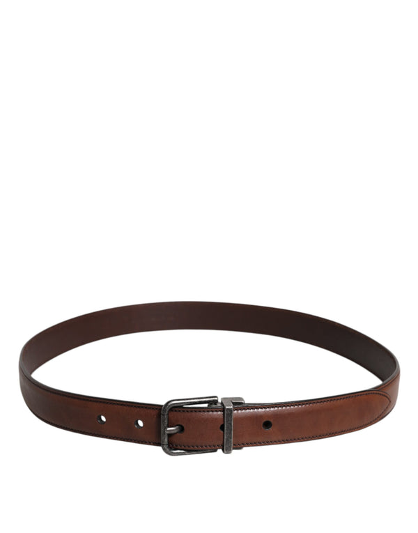 Dolce & Gabbana Brown Leather Metal Buckle Classic Belt
