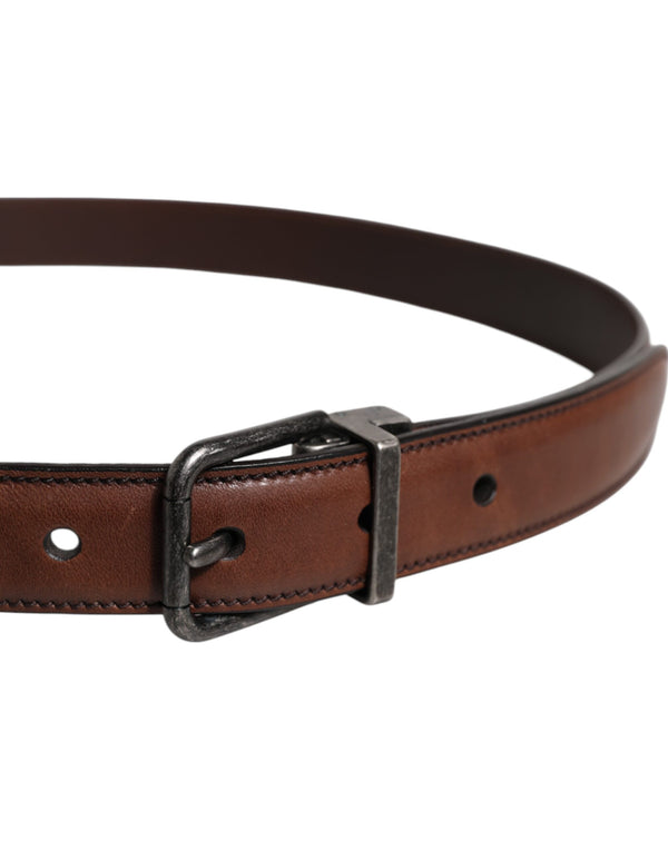 Dolce & Gabbana Brown Leather Metal Buckle Classic Belt