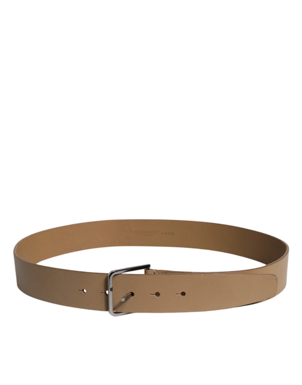 Dolce & Gabbana Brown Leather Classic Metal Logo Buckle Belt