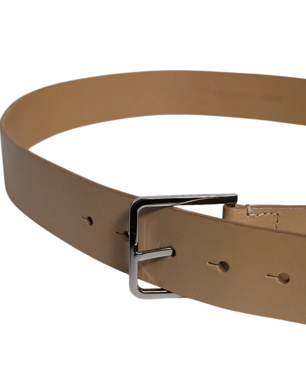 Dolce & Gabbana Brown Leather Classic Metal Logo Buckle Belt