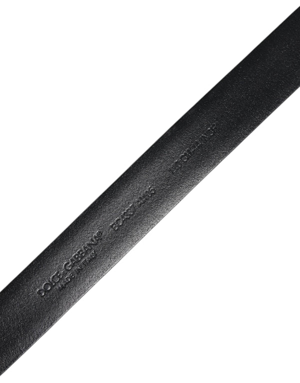 Dolce & Gabbana Black Solid Leather Classic Waist Buckle Belt