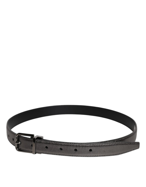 Dolce & Gabbana Black Leather Classic Metal Logo Buckle Belt