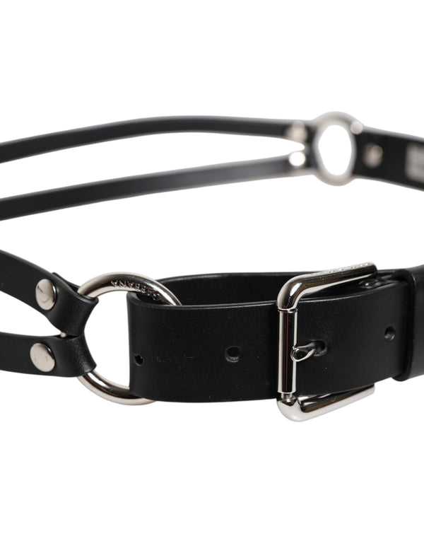 Dolce & Gabbana Black Leather Classic Metal Logo Buckle Belt