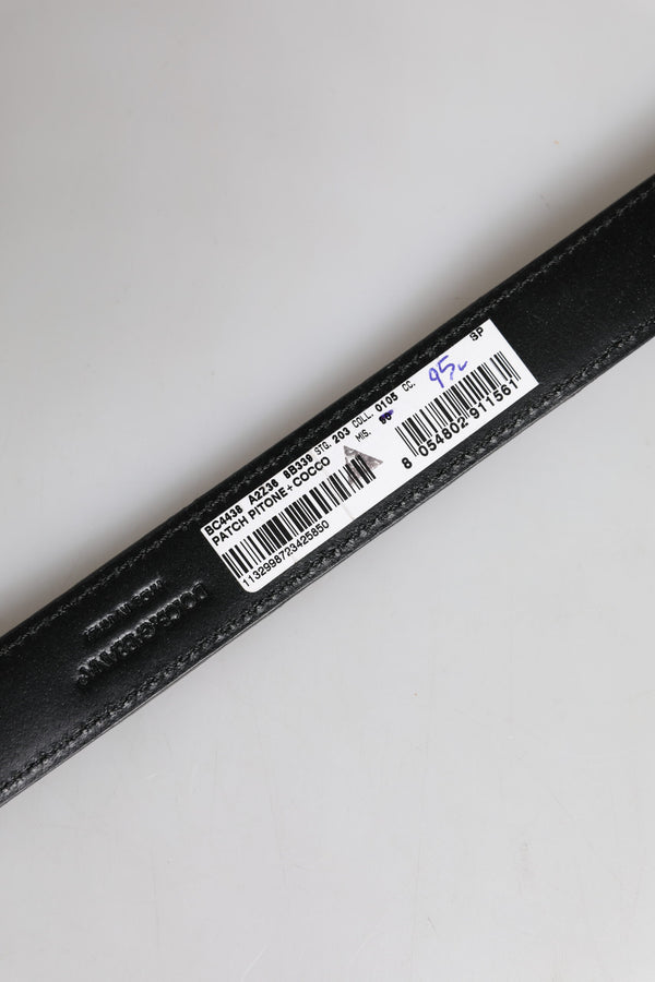 Dolce & Gabbana Brown Exotic Leather Metal Logo Buckle Belt