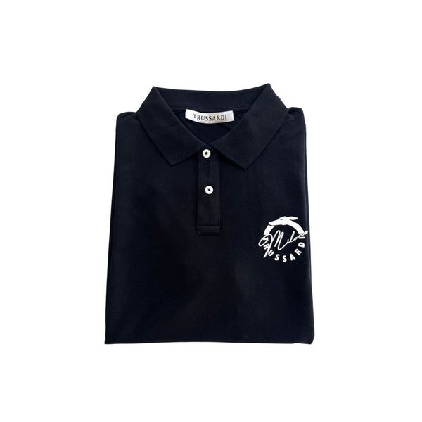Trussardi Beachwear Black Cotton Men Polo Shirt