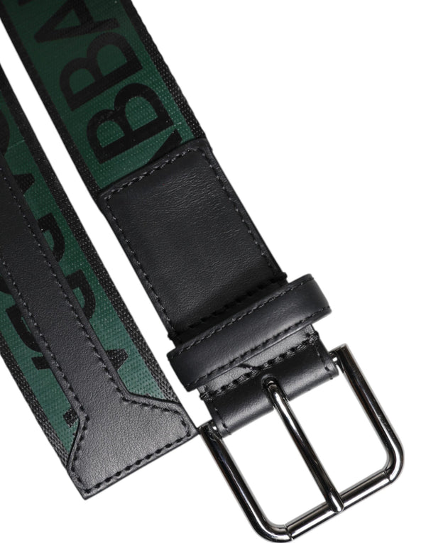 Dolce & Gabbana Green Black Classic Metal Logo Buckle Belt