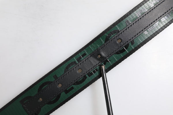 Dolce & Gabbana Green Black Classic Metal Logo Buckle Belt