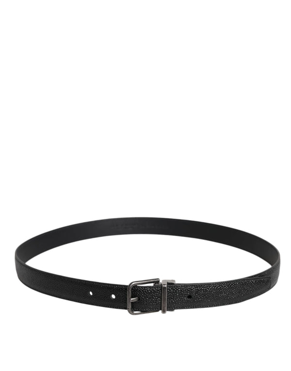 Dolce & Gabbana Black Calf Leather Classic Metal Buckle Belt