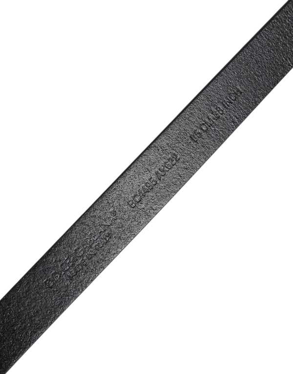 Dolce & Gabbana Black Calfskin Classic Metal Logo Buckle Belt