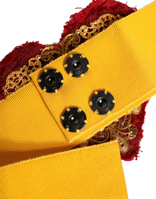 Dolce & Gabbana Yellow Stretch Wide Waist Heart Embellished Belt