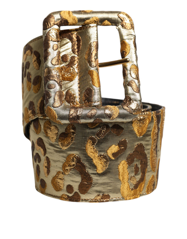 Dolce & Gabbana Gold Spotted Jacquard Fabric Wide Waist Belt