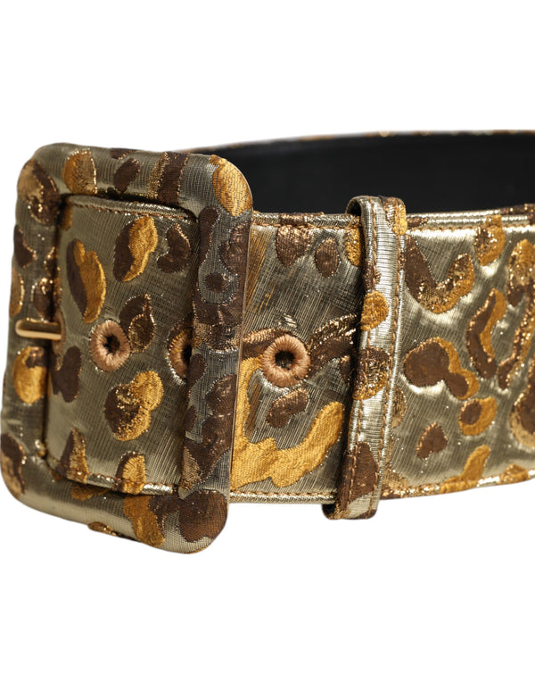 Dolce & Gabbana Gold Spotted Jacquard Fabric Wide Waist Belt