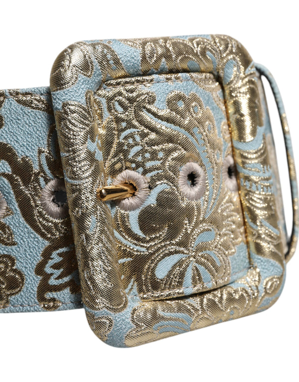 Dolce & Gabbana Multicolor Floral Jacquard Wide Waist Belt