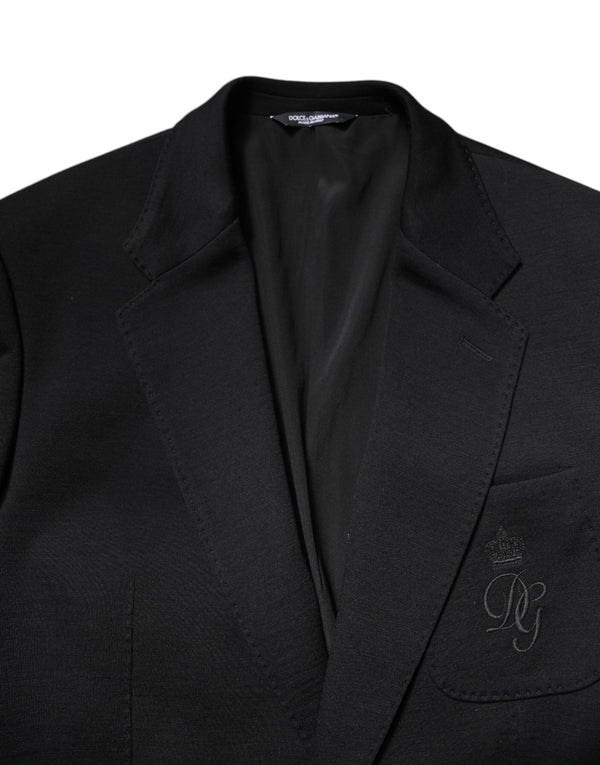 Dolce & Gabbana Black Wool Slim Fit Coat Blazer Jacket Suit