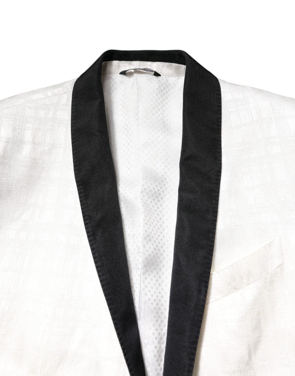 Dolce & Gabbana White Black Single Breasted Coat Blazer Suit