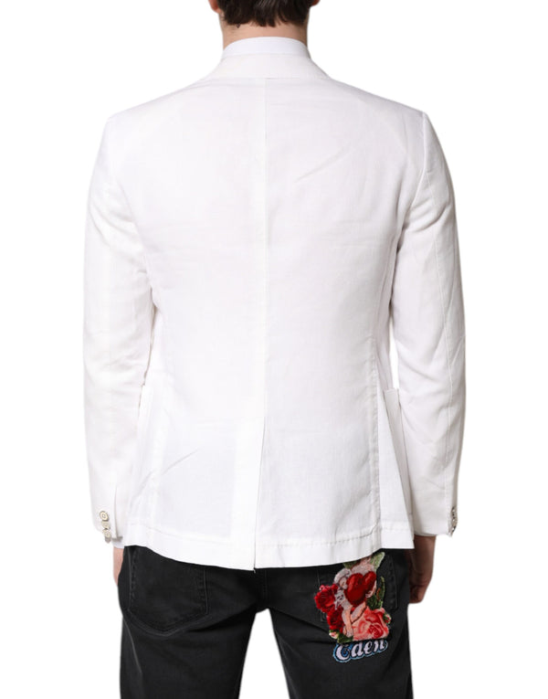 Dolce & Gabbana White Single Breasted Men Coat Blazer Suit