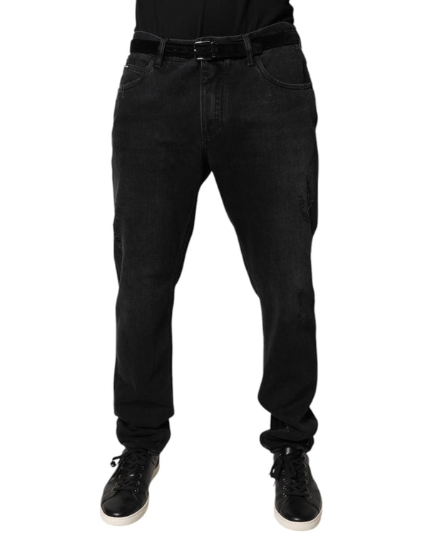 Dolce & Gabbana Black Cotton Skinny Men Denim Jeans